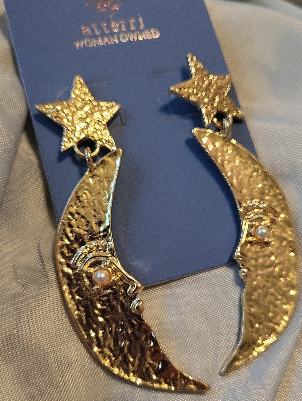 Atterri Golden Moon and Star Earrings